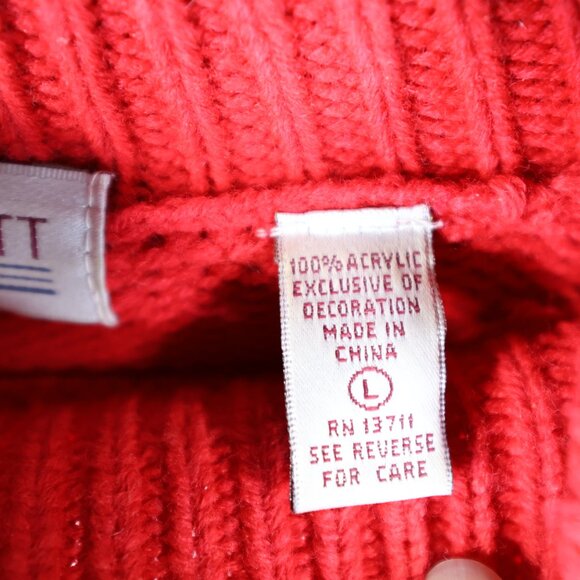Karen Scott Vintage Sweater Size L Pullover Crewneck Red Scottie Dog Christmas - Picture 5 of 7